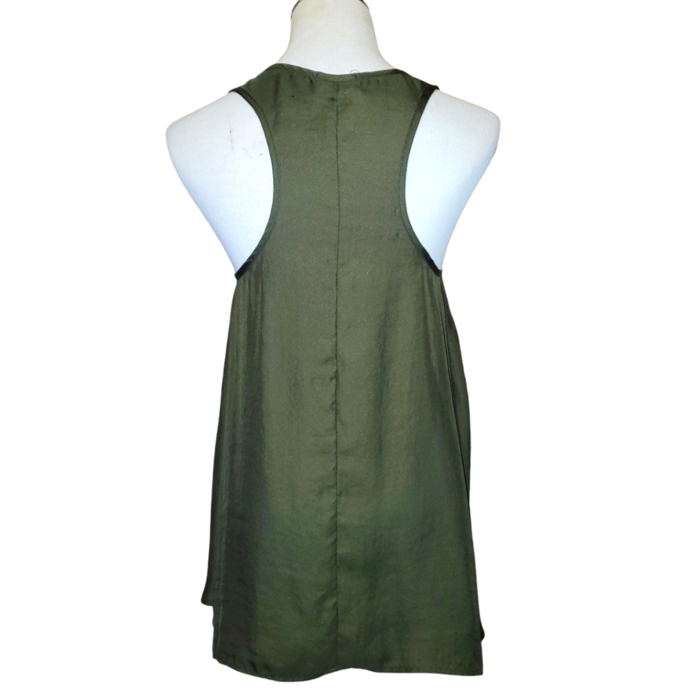 🔥REVOLVE Show Me Your MuMu‎ Cara-Van Olive Green Silky Sleeveless Tunic Tank  S - Picture 4 of 14